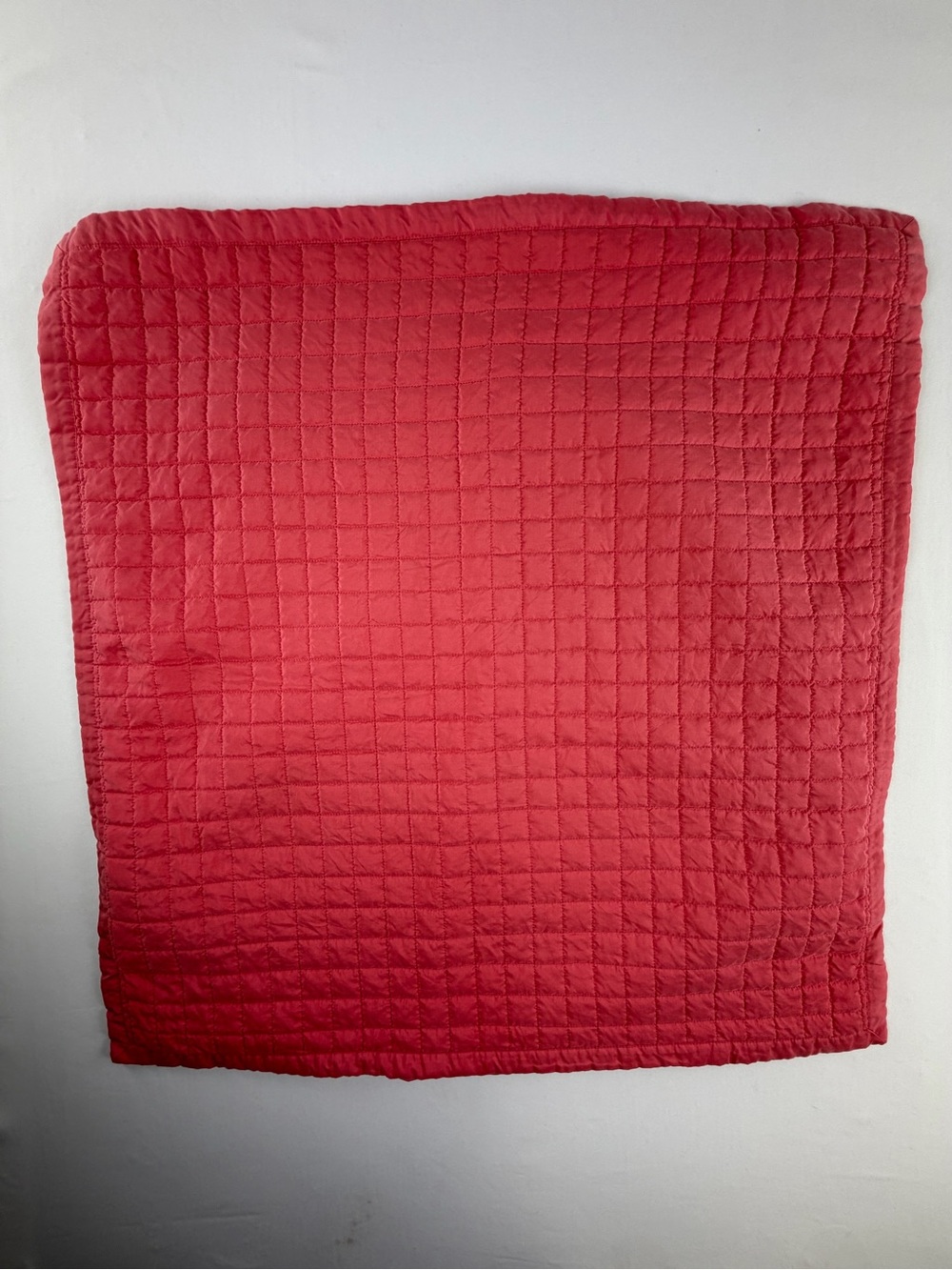 2 - Pair Ann Gish Quilted Euro Pillow Shams in Coral Pink 100% Washable Silk